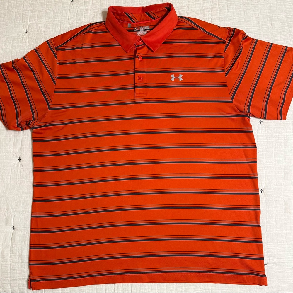 Under Armour Men's Polo in Orange with Black Stripes
